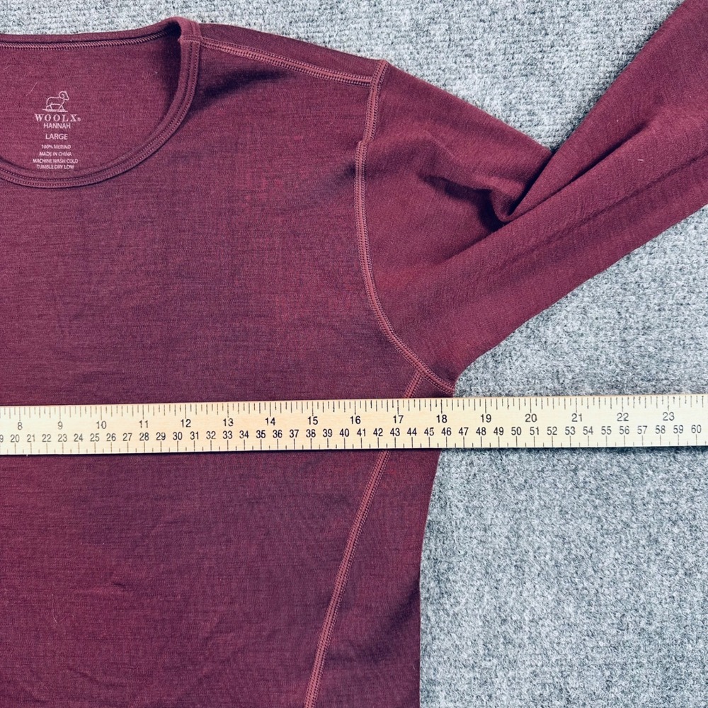 Woolx Hannah Women's L Deep Plum 100% Merino Wool Base Layer Long Sleeve Top - Picture 6 of 8